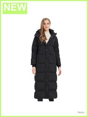 Long Down Puffer Coat Hooded Full Length Winter Jacket Quilted